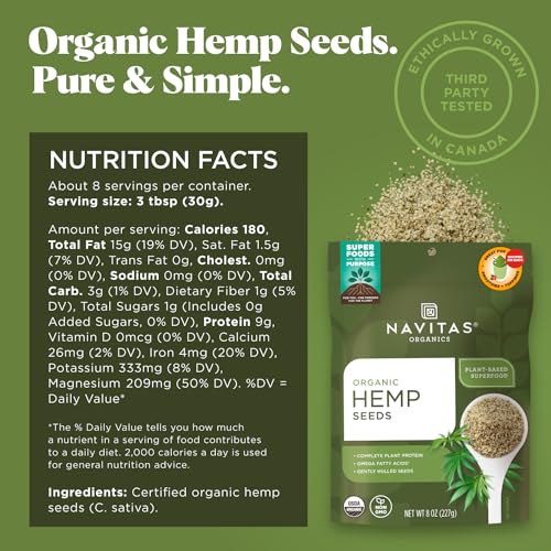 Hemp Seeds | Organic, Non-GMO, Gluten-Free, 8 Ounce