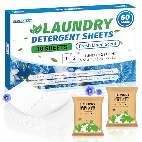 Laundry Detergent Sheets | Fresh Linen Scent, 60 Loads (30 Sheets)