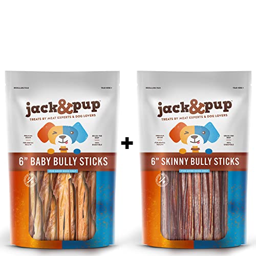 Dog Treats Bundle | 6" Baby Bully Sticks (10 Pack), 6" Skinny Bully Sticks (30 Pack)