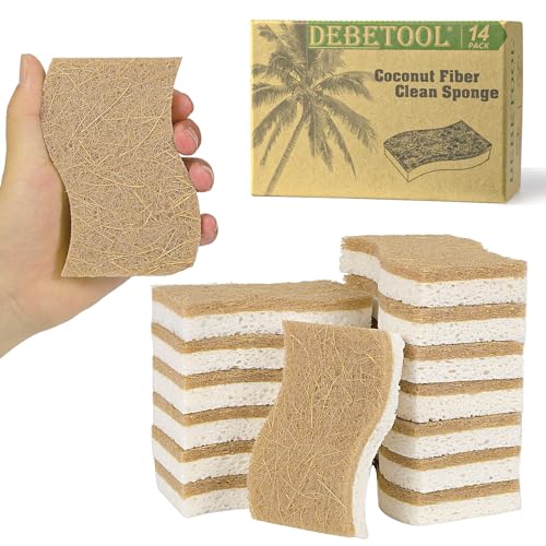 Cleaning Sponge | Eco-Friendly, Biodegradable Cellulose & Coconut, Pack of 14