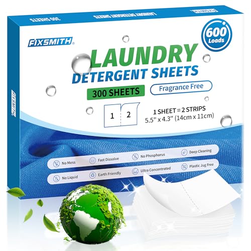 Laundry Detergent Sheets | 600 Loads, Fragrance Free, Eco-Friendly, 300 Sheets