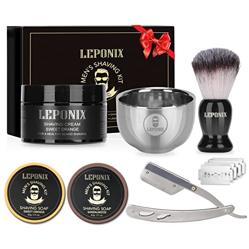 Shaving Kit | Includes Razor, Soap, Cream, Brush, Bowl, Unique Gift Set