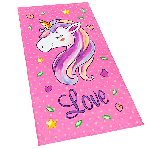 Beach Towel | 100% Cotton, Unicorn and Stars Design, 28in x 51in