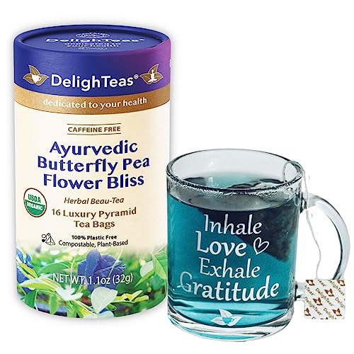 Organic Butterfly Pea Flower Tea | Eco-Conscious Pyramid Bags, Caffeine Free, Vegan