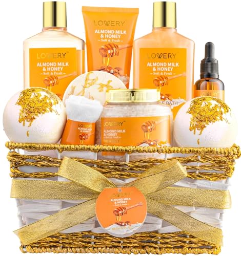 Bath & Body Gift Set | 10 Piece Almond Milk & Honey, Spa Self Care