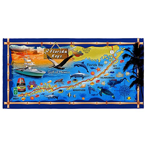 Beach Towel | 30 x 60 inches, 100% Cotton, Florida Keys Design