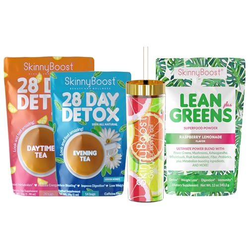 Detox Tea Kit | Daytime & Evening Teas, 28 Bags Daytime, 14 Bags Evening, Free Tumbler