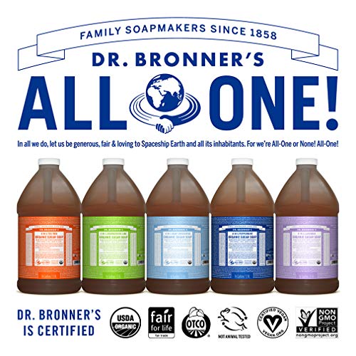 Dr. Bronner's - Organic Sugar Soap (Tea Tree, 64 Ounce) - Made with Organic Oils, Sugar and Shikakai Powder, 4-in-1 Uses: Hands, Body, Face and Hair, Cleanses, Moisturizes and Nourishes, Vegan