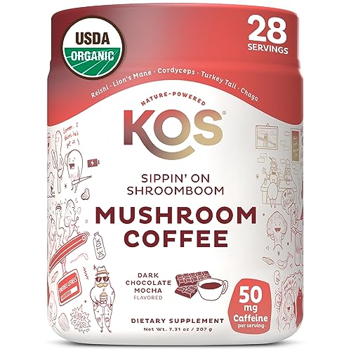 Mushroom Coffee | USDA Organic, Dark Chocolate Mocha Flavor, Latte Powder