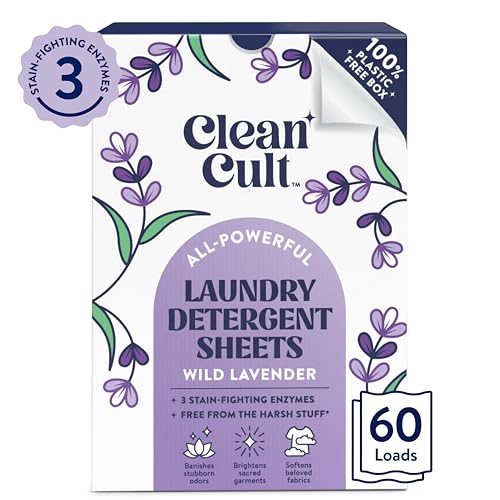 Laundry Detergent Sheets | Wild Lavender Scent, 60 Loads, 3 Stain Fighting Enzymes