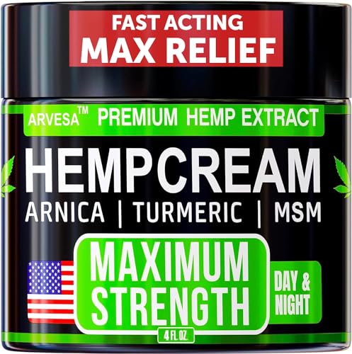 Hemp Cream | Maximum Strength, 4 FL OZ, Soothing Relief for Muscle and Joint Support