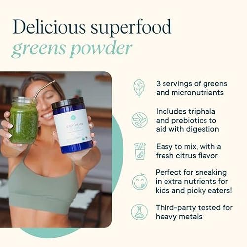 Superfood Greens Powder | Vegan, Gluten-Free, 30 Servings, Citrus Flavor