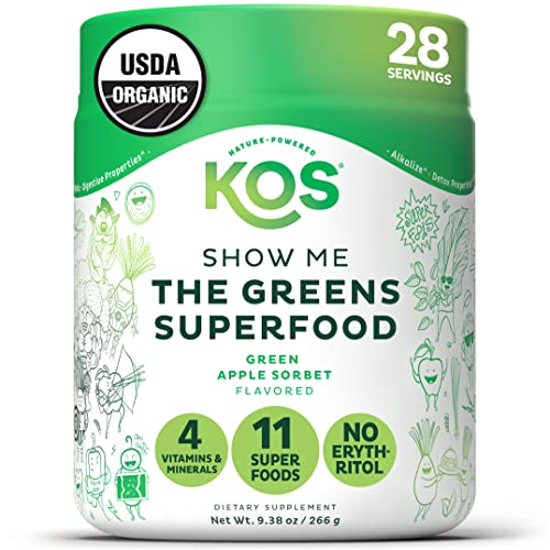 Superfood Powder | Plant-Based Blend, Spirulina, Chlorella, Wheatgrass, Apple Flavor - 28 Servings