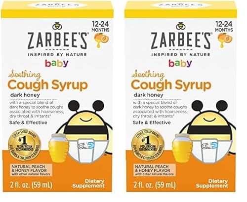 Cough Syrup | Natural Peach & Honey Flavor, 2 Fl Oz (Pack of 2)