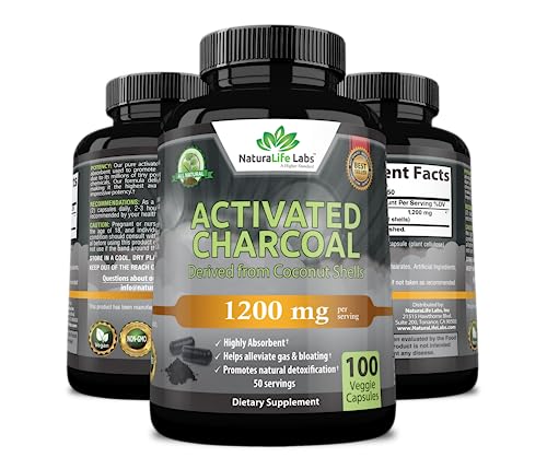 Activated Charcoal Capsules | 1,200 mg, 100 Vegan Capsules, Promotes Detoxification