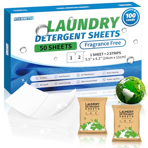 Laundry Detergent Sheets | 100 Loads, Fragrance Free, Eco-Friendly, Plastic-Free