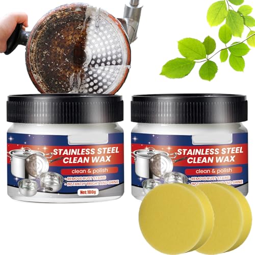 Stainless Steel Cleaner | 3-in-1 Paste, 2 Pack