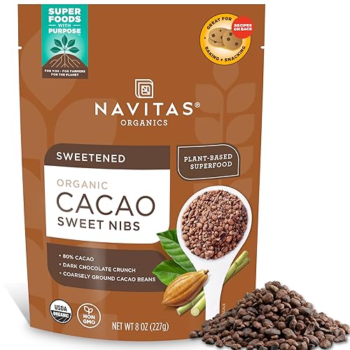 Cacao Sweet Nibs | 8oz Bag, Organic, Non-GMO, Gluten-Free