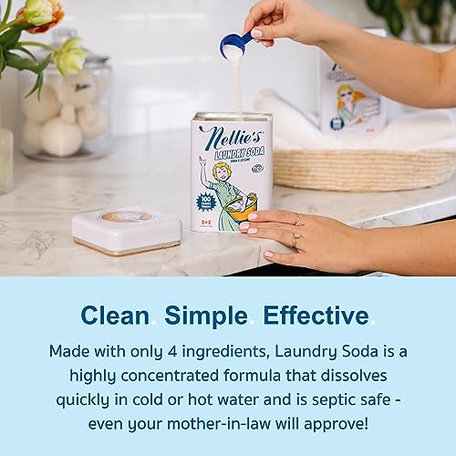 Nellie's Laundry Soda - Concentrated Laundry Detergent Powder - 100 Load - Gentle on Skin and Environment - Fragrance-Free