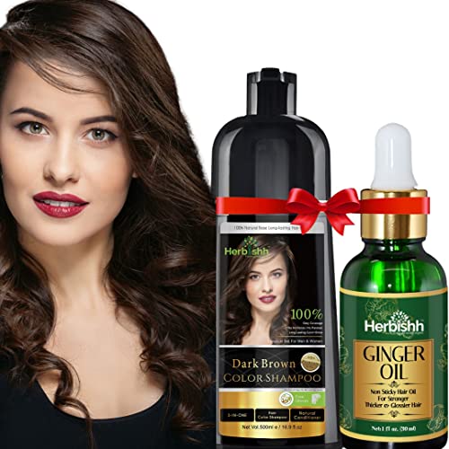 Hair Care Set | Hair Color Shampoo 500ml, Ginger Oil 30ml, All Hair Types