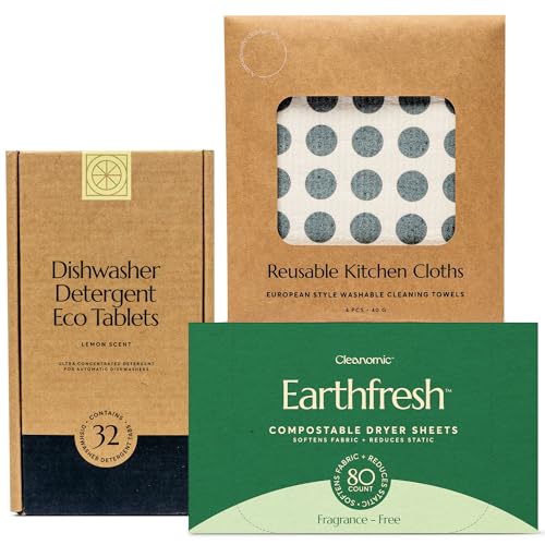 Cleaning Essentials Set | Reusable Cloth, Dishwasher Pods, Fabric Softener Sheets