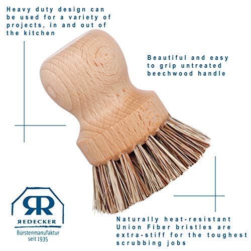 Pot Brush Set | Natural Fiber Bristles, Untreated Beechwood Handle, 2 Pack