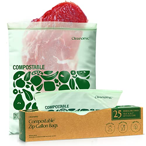 Food Storage Bags | Gallon Size, Compostable, Freezer Safe, 25 Count