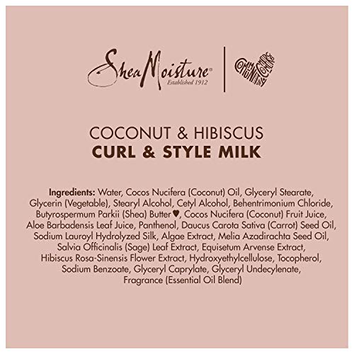 SheaMoisture Fair Trade Sulfate Free Coconut Hibiscus Curl & Style Milk with Silk Protein & Neem Oil For Thick, Defined, Curly Hair 8 oz