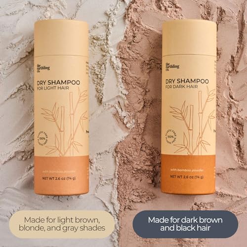 The Earthling Co. Dry Shampoo - Non Aerosol Volumizing Powder for Oil - Natural, Organic Ingredients for Brown and Black Hair - Talc-free formula with Rosemary Oil and Biotin (Dark Hair, 2.6 oz)