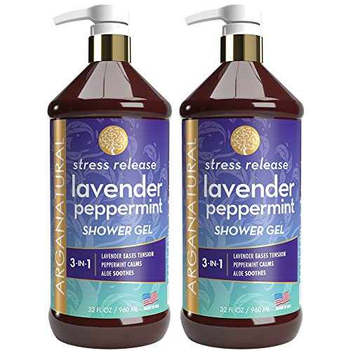 Shower Gel | Large 32 fl oz, Soothing Lavender & Peppermint Blend, 2 Pack