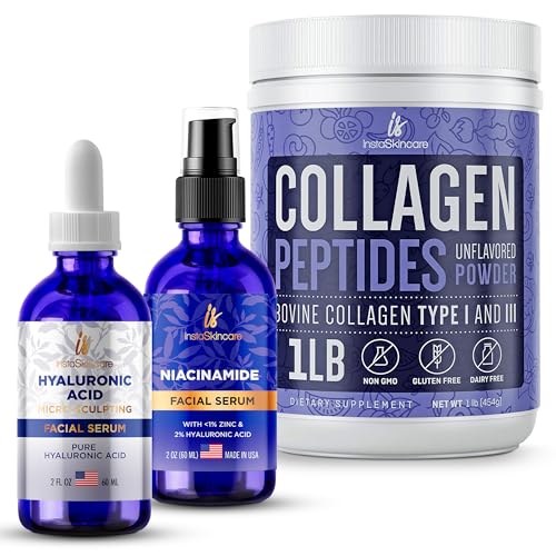 Face Serum Bundle | Hyaluronic Acid 2oz, Niacinamide 2oz, Collagen Peptides 1lb