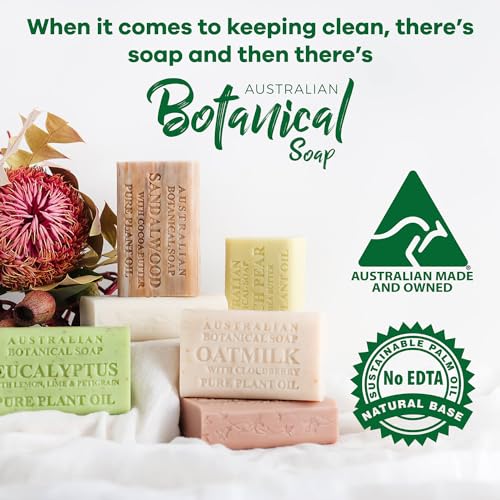 Australian Botanical Soap - Goat Milk Soap Bars w/Soya Bean - Triple Milled, Long Lasting, Natural Soap Base, Pure Plant Oil - Women & Men - All Skin Types - Bathroom Essentials - 6.8 oz, Pack of 8