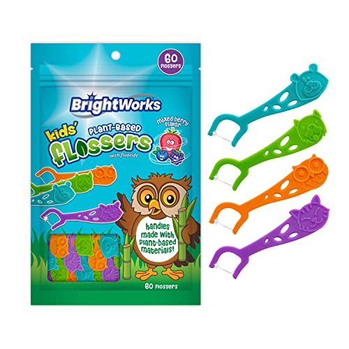 Children's Dental Flossers | 180 Picks, Plant-Based Handles, Fun Animal Designs, Easy-Grip