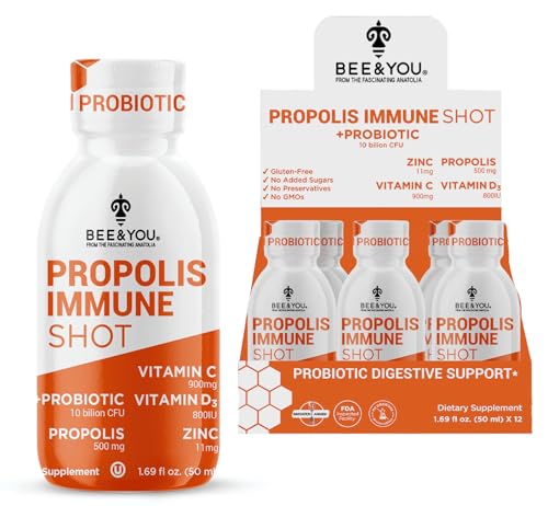 Probiotic Immune Shot | Vitamin C, Vitamin D3, Zinc, 1.69 fl oz, 12 Pack