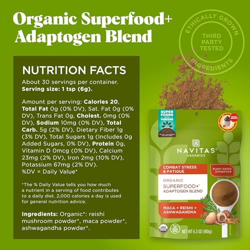 Superfood Blend | Adaptogen for Stress Support, 6.3oz, Organic, Non-GMO, Vegan