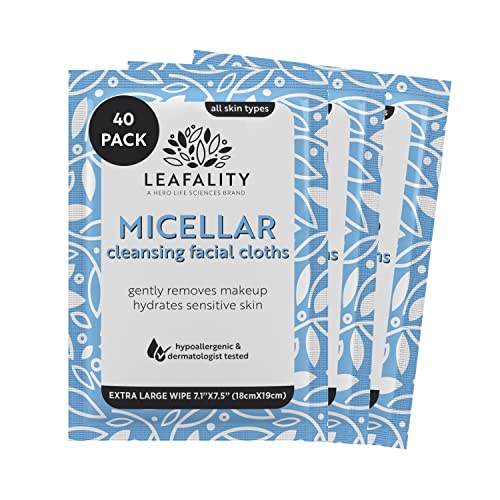 Facial Wipes | Plant-Based, Extra-Large Size, Biodegradable, 40 Count