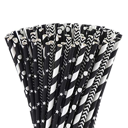 Drinking Straws | Biodegradable, 100 Count, Various Designs