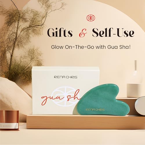 Gua Sha Tool | Natural Jade Stone, Manual Massage for Jawline Sculpting, Green