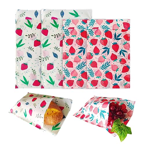 Beeswax Food Wraps | 4 Pack, Plastic Free, Biodegradable, Zero Waste