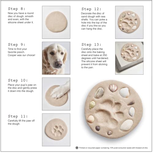 eco-kids Pawprint Making Kit - “A Dog at The Beach” Memorial Keepsake – Paw Sand Imprint Kit - includes Sand Casting Medium & Beach Shells – for Dog or Cat - DIY, Add Water & Bake - Safe & Non Toxic