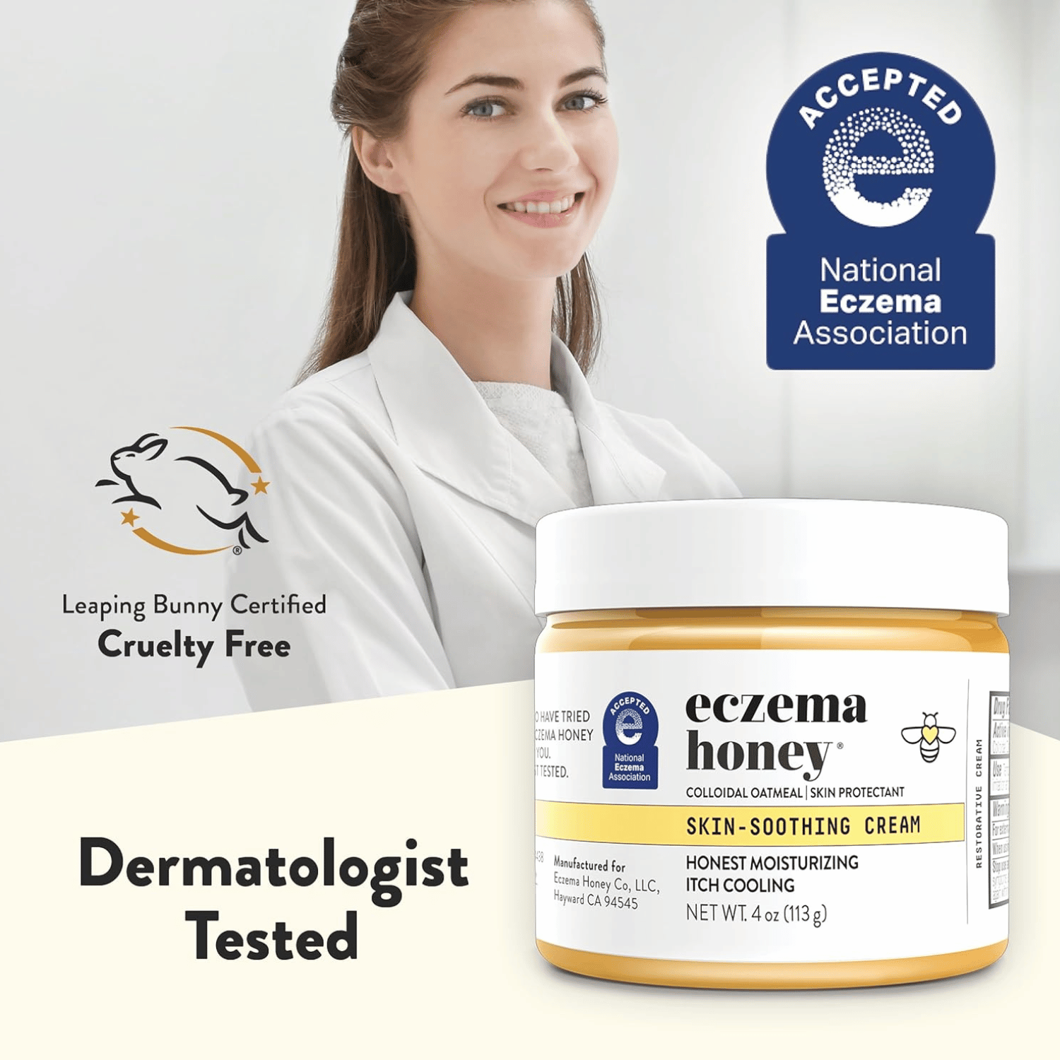 Eczema Honey Cream | Organic Relief for Dry & Itchy Skin, 4 Oz