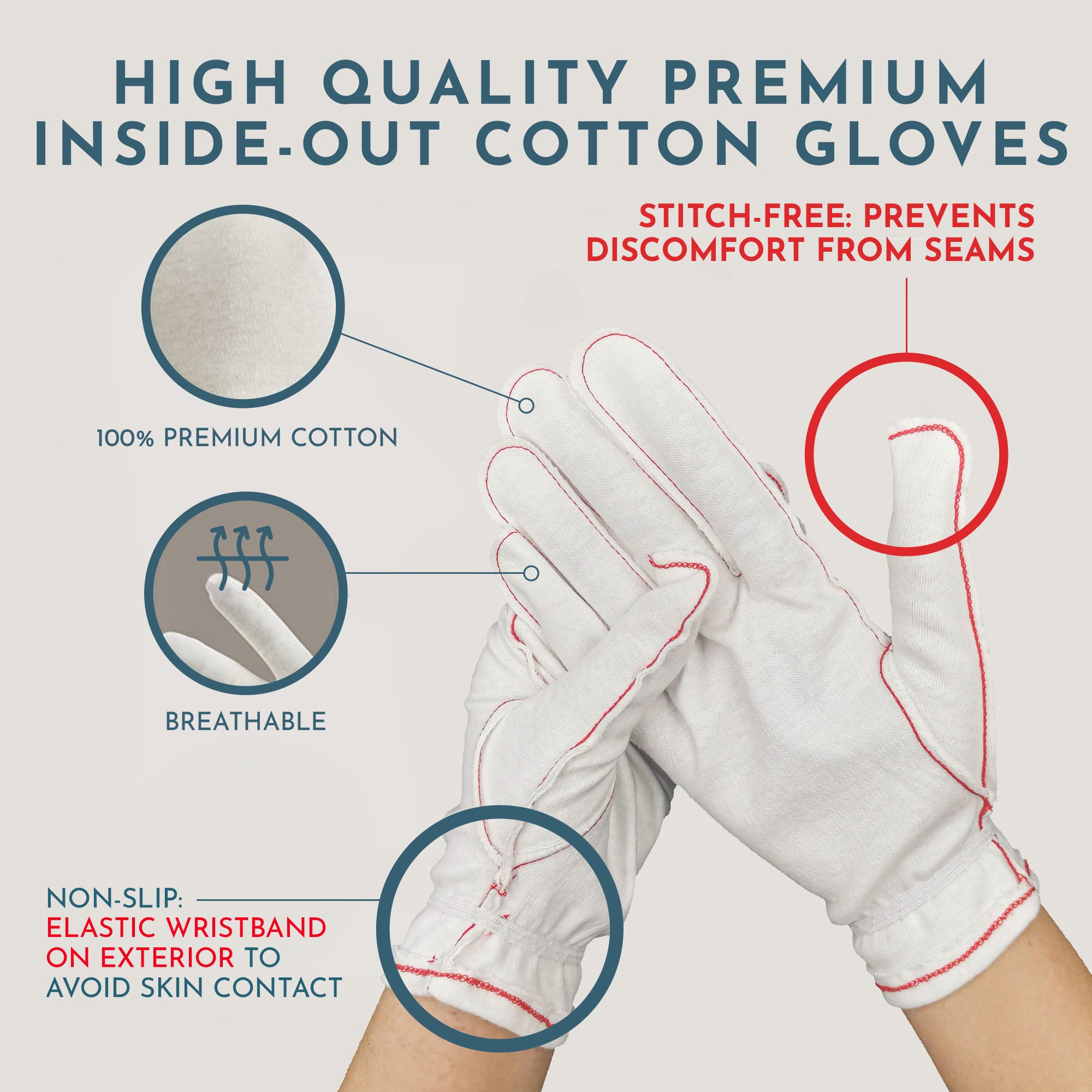 Cotton Moisturizing Gloves - Medium Inside Out