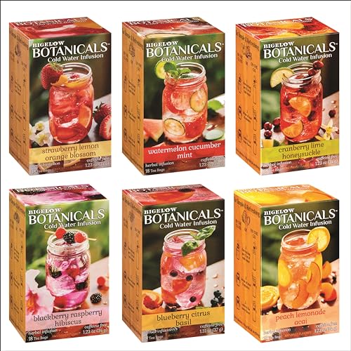 Herbal Tea | Caffeine Free, Variety Pack of Cranberry, Watermelon, Blackberry, Strawberry, Peach, Blueberry - 108 Bags