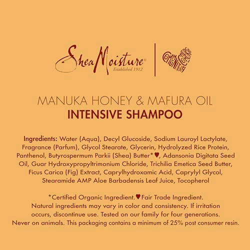 SheaMoisture Intensive Hydration Shampoo for Dry, Damaged Hair Manuka Honey and Mafura Oil Sulfate-Free 13 oz