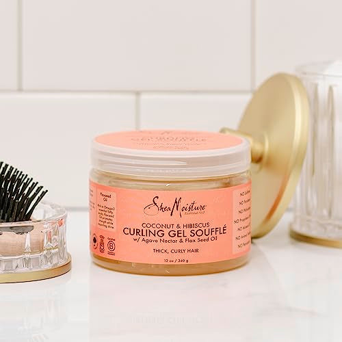 SheaMoisture Curling Gel Souffle for Thick, Curly Hair Coconut , Hibiscus to Moisturize and Protect Hair 12 oz