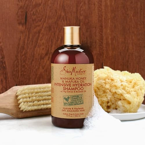 SheaMoisture Intensive Hydration Shampoo for Dry, Damaged Hair Manuka Honey and Mafura Oil Sulfate-Free 13 oz