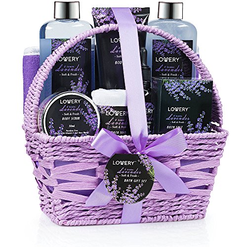 Bath and Body Set | 9 Piece Luxury Gift Basket, Lavender & Jasmine Scent