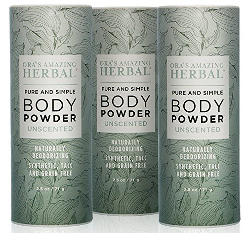 Body Powder | Unscented, 2.5 oz, Pack of 3, Talc-Free, Non-GMO