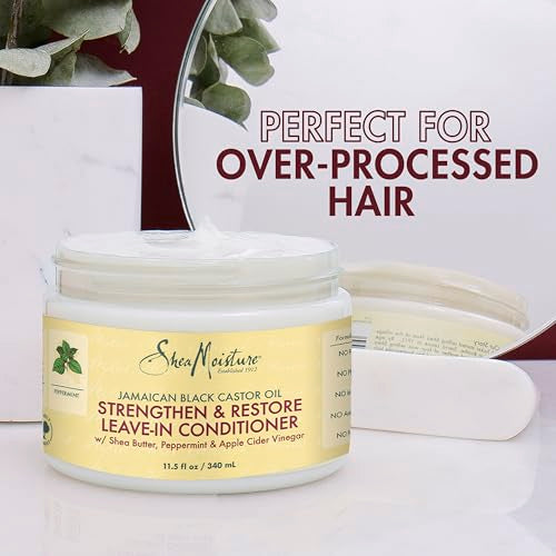 SheaMoisture Jamaican Black Castor Oil Leave In Conditioner For Damaged Hair 100% Pure Jamaican Black Castor Oil To Soften And Detangle Hair 11.5oz