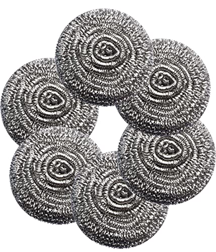 Steel Wool Scrubbers | 6 Pack, Flexible Pads for Dishes, Pots, Pans, Grills, Sinks